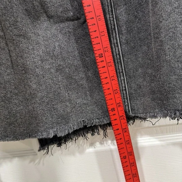 We The Free Womens Black Frayed Mini Wrap Denim Skirt Size 28 asymmetrical Jean - Picture 7 of 8